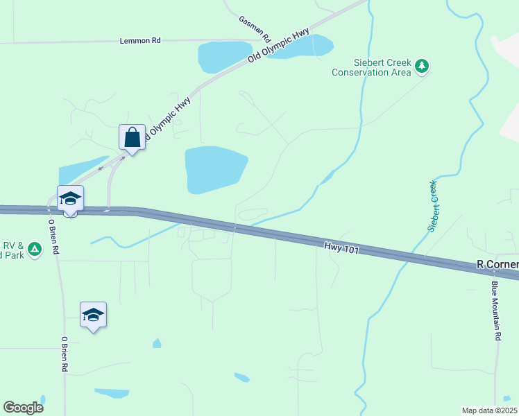 map of restaurants, bars, coffee shops, grocery stores, and more near 40 Sieberts Creek Road in Port Angeles