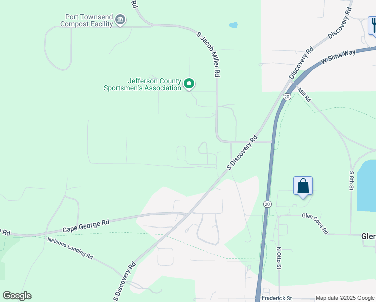 map of restaurants, bars, coffee shops, grocery stores, and more near 284B Arcadia Terrace in Port Townsend