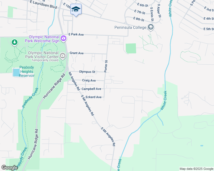 map of restaurants, bars, coffee shops, grocery stores, and more near 1213 Craig Avenue in Port Angeles