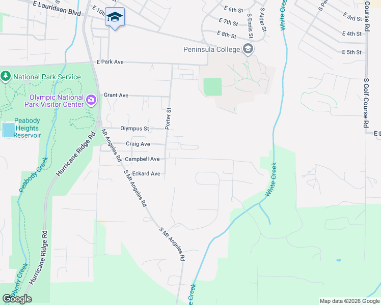 map of restaurants, bars, coffee shops, grocery stores, and more near 1226 Craig Avenue in Port Angeles