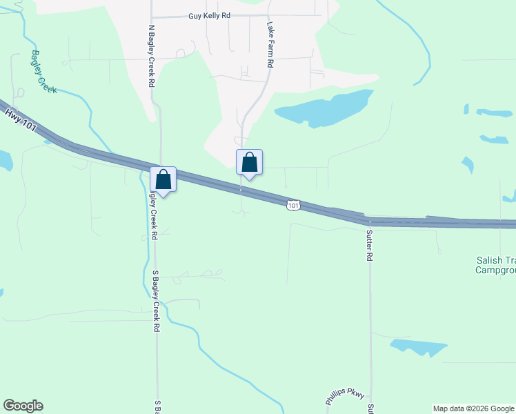 map of restaurants, bars, coffee shops, grocery stores, and more near 40 Levig Road in Port Angeles