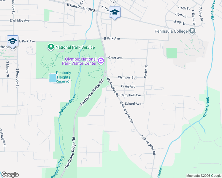 map of restaurants, bars, coffee shops, grocery stores, and more near 3207 McDougal Avenue in Port Angeles