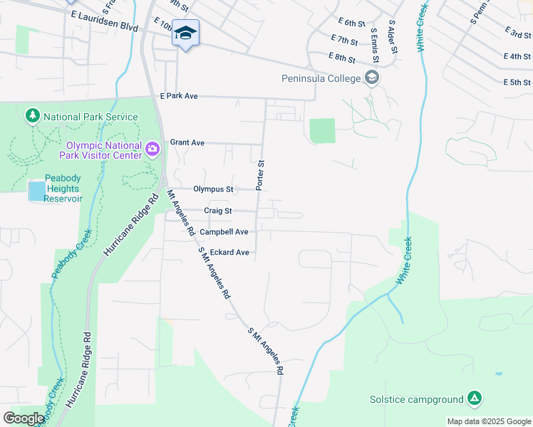map of restaurants, bars, coffee shops, grocery stores, and more near 1213 Craig Avenue in Port Angeles