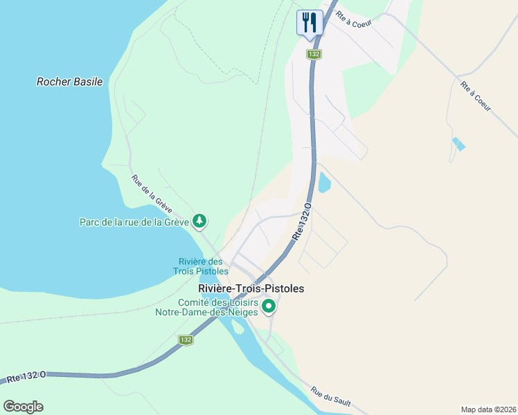 map of restaurants, bars, coffee shops, grocery stores, and more near 1 Rue Saint Jean Baptiste in Rivière-Trois-Pistoles