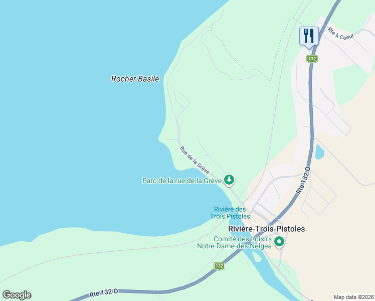 map of restaurants, bars, coffee shops, grocery stores, and more near 46 Rue de la Grève in Rivière-Trois-Pistoles