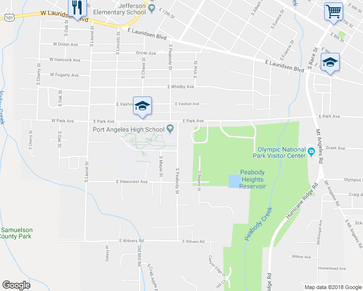 map of restaurants, bars, coffee shops, grocery stores, and more near in Port Angeles