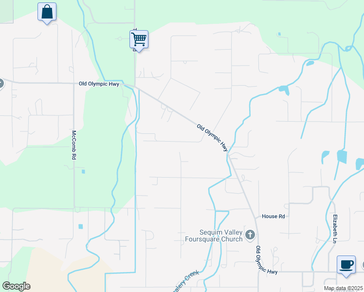 map of restaurants, bars, coffee shops, grocery stores, and more near 90 Robbins Road in Sequim