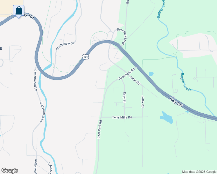 map of restaurants, bars, coffee shops, grocery stores, and more near 250 Deer Park Road in Port Angeles