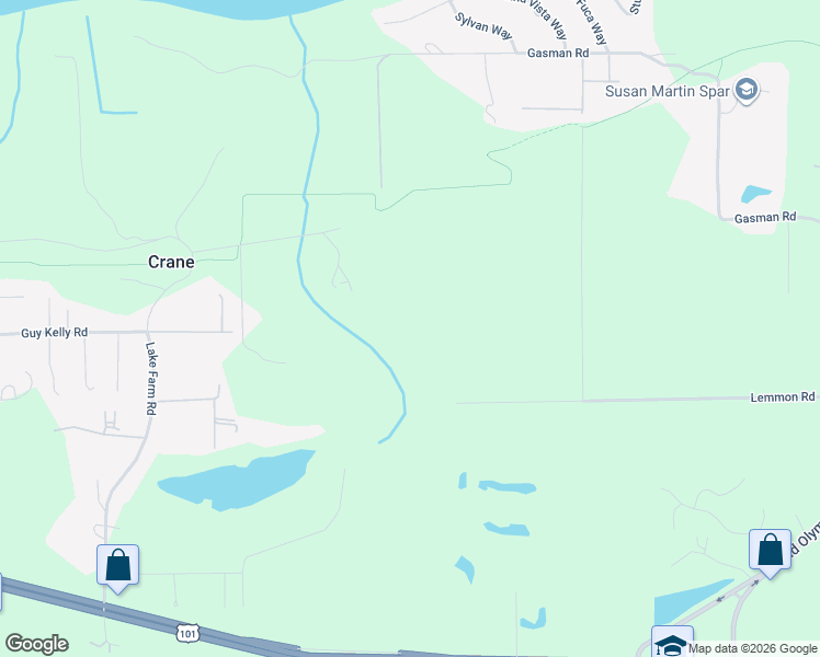map of restaurants, bars, coffee shops, grocery stores, and more near 288 Pristine Lane in Port Angeles