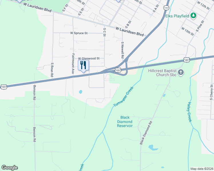 map of restaurants, bars, coffee shops, grocery stores, and more near 105 Doyle Road in Port Angeles