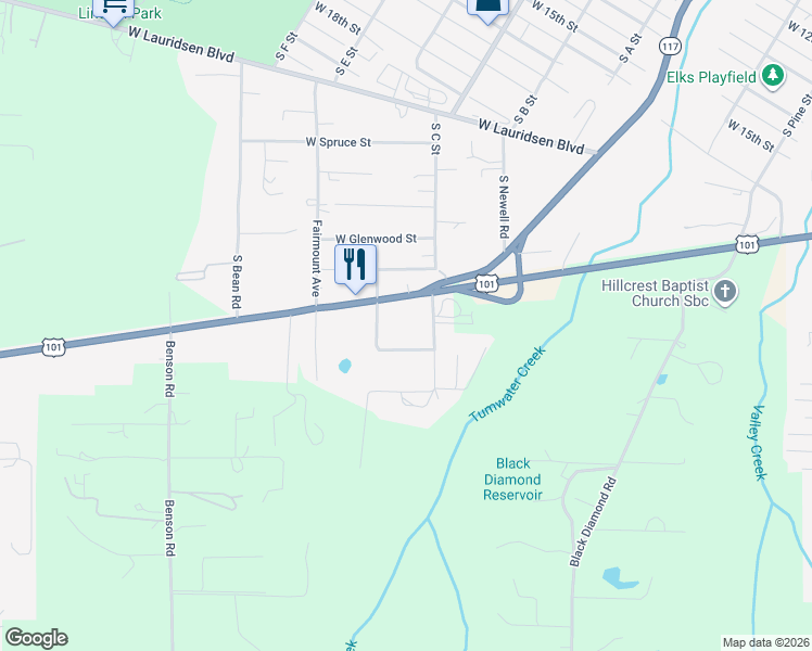 map of restaurants, bars, coffee shops, grocery stores, and more near 105 Doyle Road in Port Angeles