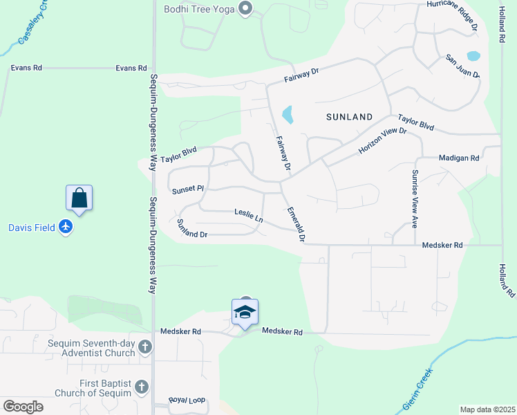 map of restaurants, bars, coffee shops, grocery stores, and more near 213 Sunland Dr in Sequim