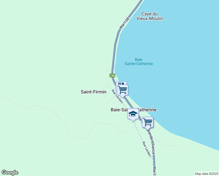 map of restaurants, bars, coffee shops, grocery stores, and more near 234 Rue Leclerc in Baie-Sainte-Catherine