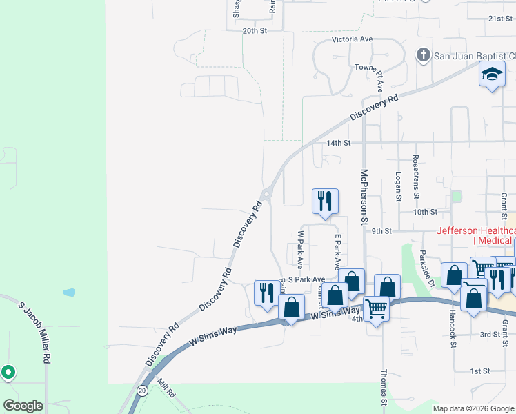 map of restaurants, bars, coffee shops, grocery stores, and more near 2525 Discovery Road in Port Townsend