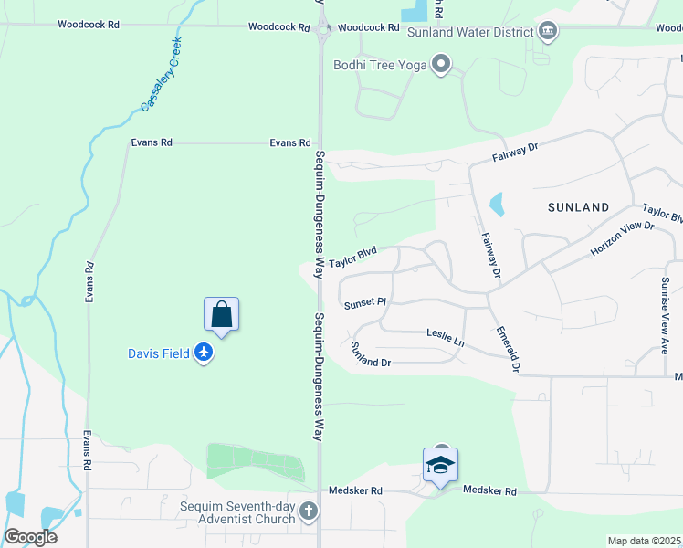 map of restaurants, bars, coffee shops, grocery stores, and more near 136 Sunset Place in Sequim