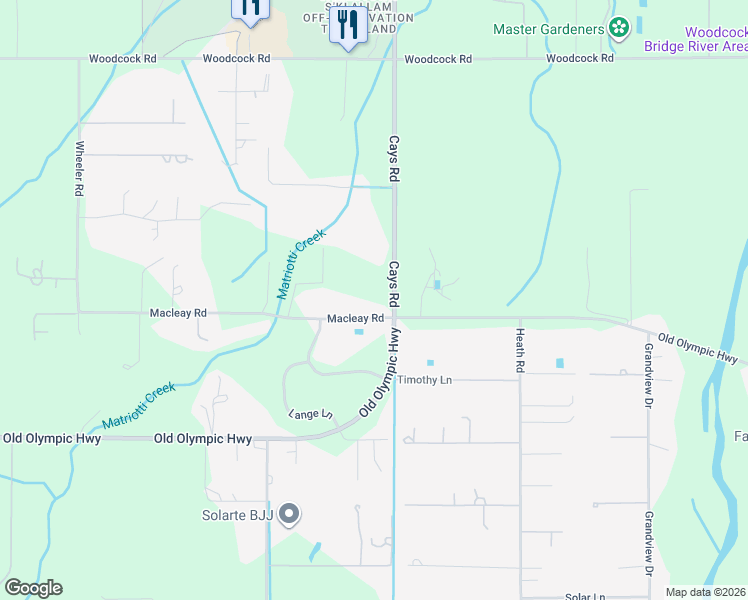 map of restaurants, bars, coffee shops, grocery stores, and more near 20 Macleay Road in Sequim