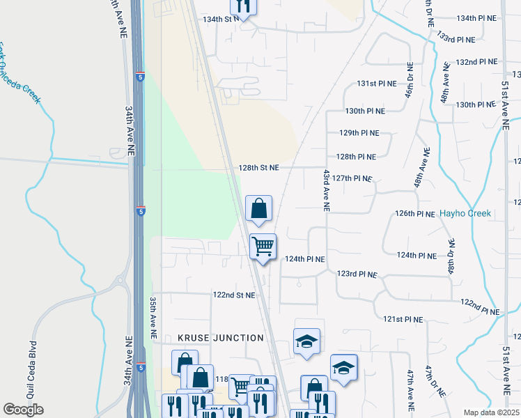 map of restaurants, bars, coffee shops, grocery stores, and more near 12603 State Avenue in Marysville