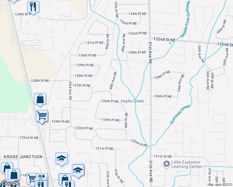 map of restaurants, bars, coffee shops, grocery stores, and more near 4815 126th Place Northeast in Marysville