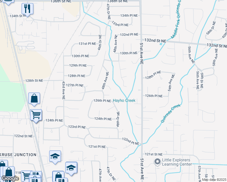 map of restaurants, bars, coffee shops, grocery stores, and more near 12613 48th Drive Northeast in Marysville