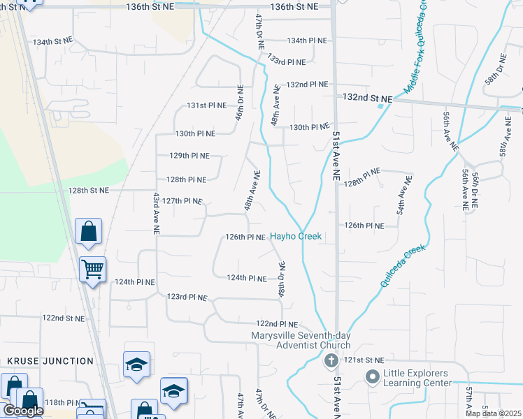 map of restaurants, bars, coffee shops, grocery stores, and more near 4815 126th Place Northeast in Marysville