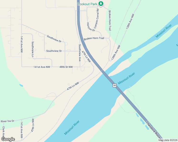map of restaurants, bars, coffee shops, grocery stores, and more near 14057 47th Lane Northwest in Williston