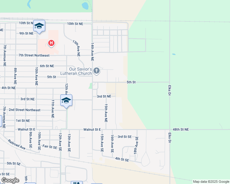 map of restaurants, bars, coffee shops, grocery stores, and more near 1507 3rd Street Northeast in Devils Lake