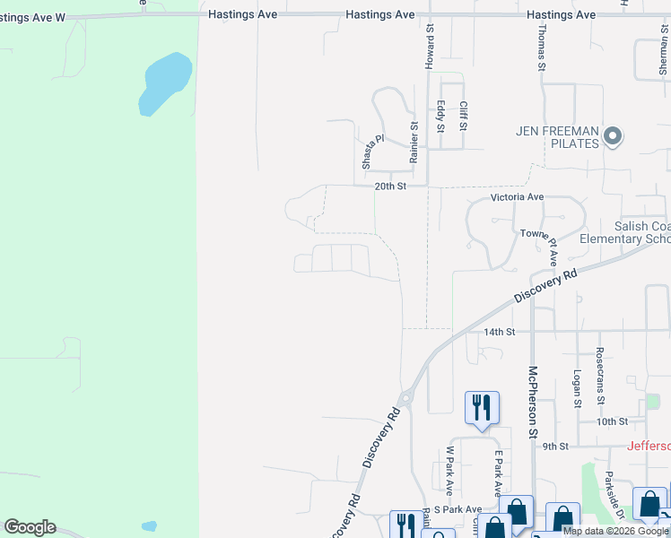 map of restaurants, bars, coffee shops, grocery stores, and more near 1601 Rainier Street in Port Townsend