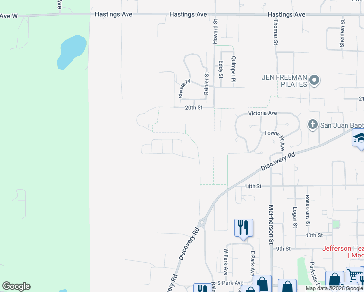 map of restaurants, bars, coffee shops, grocery stores, and more near 2807 20th Street in Port Townsend