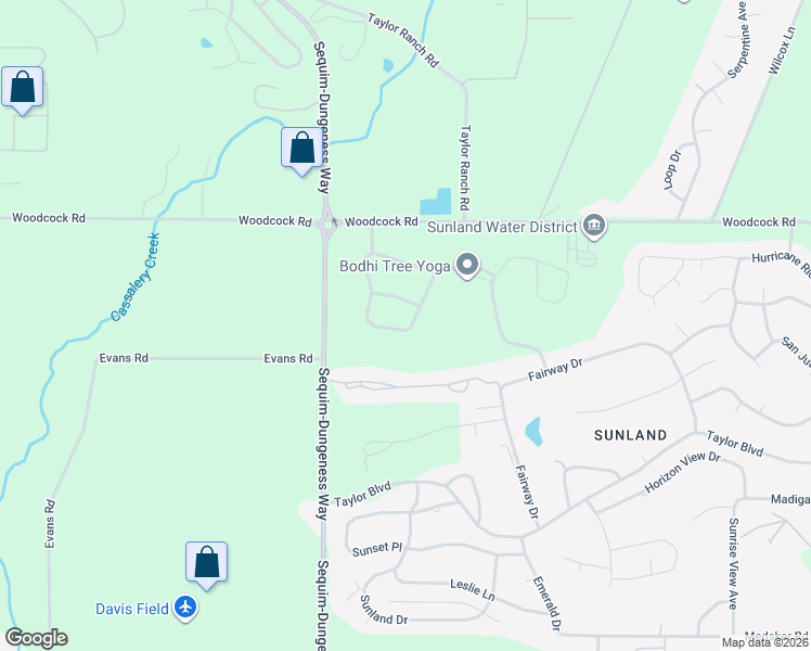 map of restaurants, bars, coffee shops, grocery stores, and more near 220 Cascadia Loop in Sequim