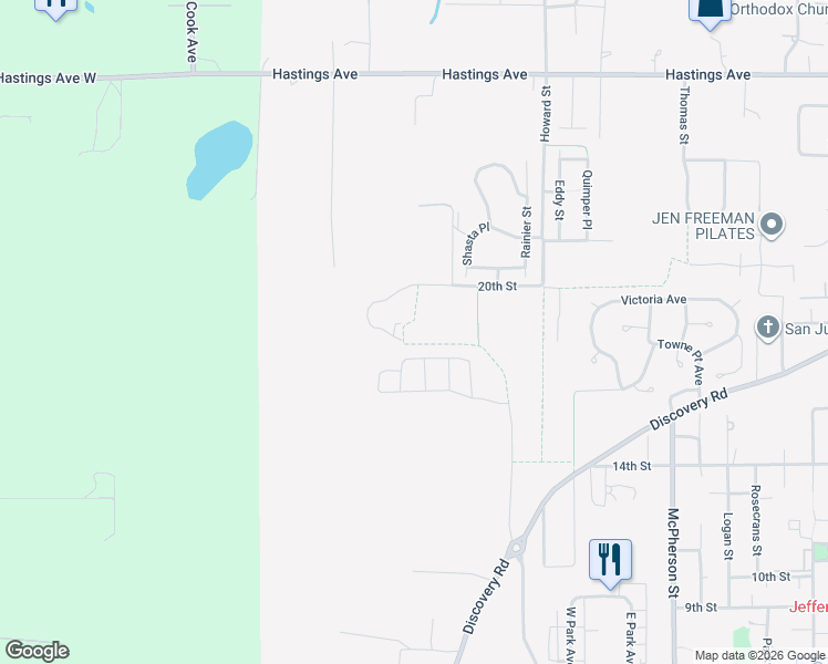 map of restaurants, bars, coffee shops, grocery stores, and more near 2807 20th Street in Port Townsend