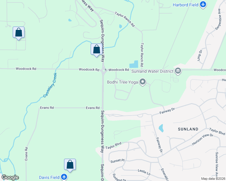 map of restaurants, bars, coffee shops, grocery stores, and more near 80 Cascadia Loop in Sequim