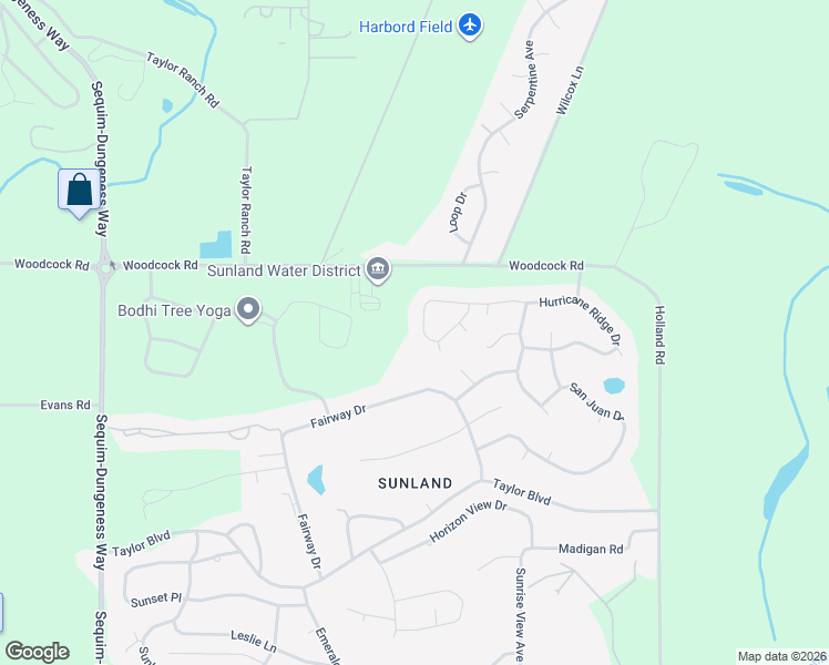 map of restaurants, bars, coffee shops, grocery stores, and more near 230 Hurricane Ridge Drive in Sequim