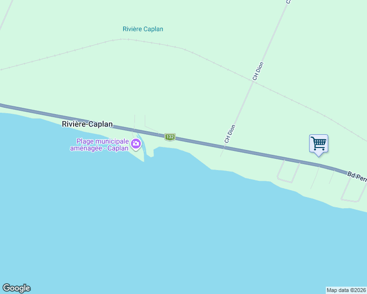 map of restaurants, bars, coffee shops, grocery stores, and more near 348 Boulevard Perron Ouest in Caplan