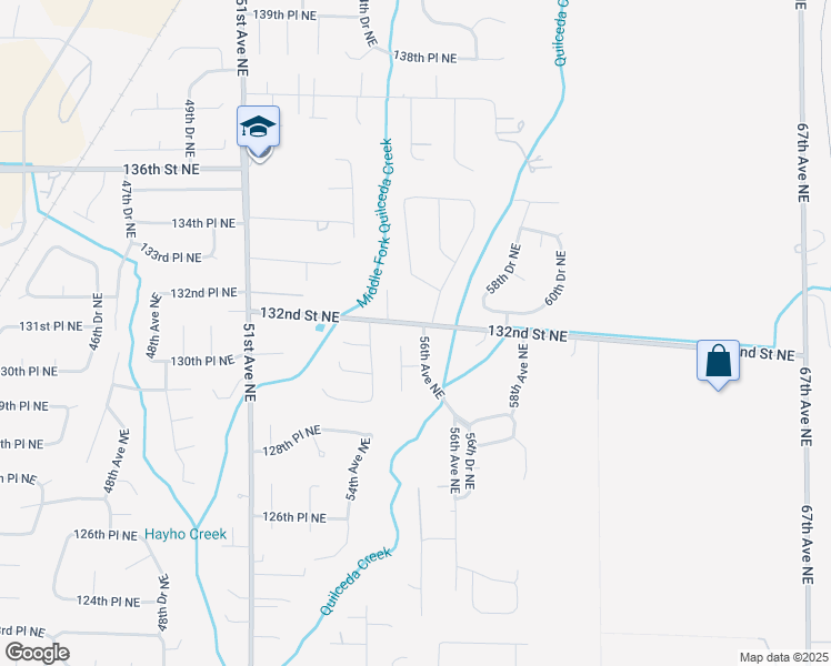 map of restaurants, bars, coffee shops, grocery stores, and more near 13108 56th Avenue Northeast in Marysville