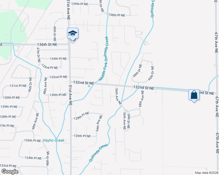 map of restaurants, bars, coffee shops, grocery stores, and more near 13106 55th Drive Northeast in Marysville