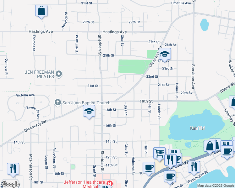map of restaurants, bars, coffee shops, grocery stores, and more near 1016 19th Street in Port Townsend