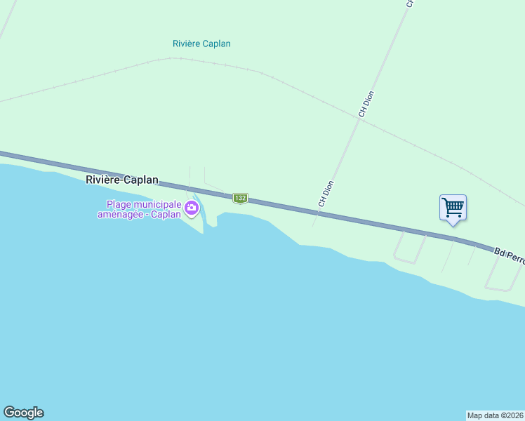 map of restaurants, bars, coffee shops, grocery stores, and more near 348 Boulevard Perron Ouest in Caplan
