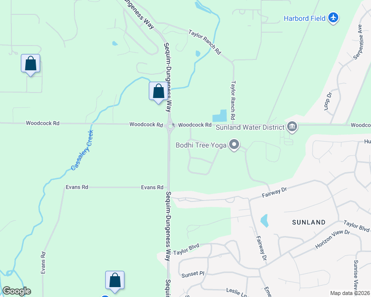 map of restaurants, bars, coffee shops, grocery stores, and more near 80 Cascadia Loop in Sequim