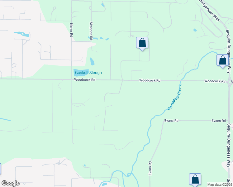 map of restaurants, bars, coffee shops, grocery stores, and more near 303 Dahlia Llama Lane in Sequim