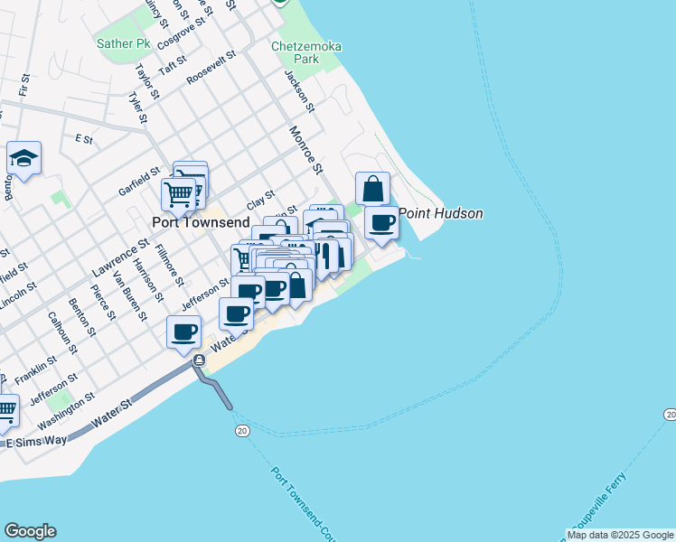 map of restaurants, bars, coffee shops, grocery stores, and more near in Port Townsend