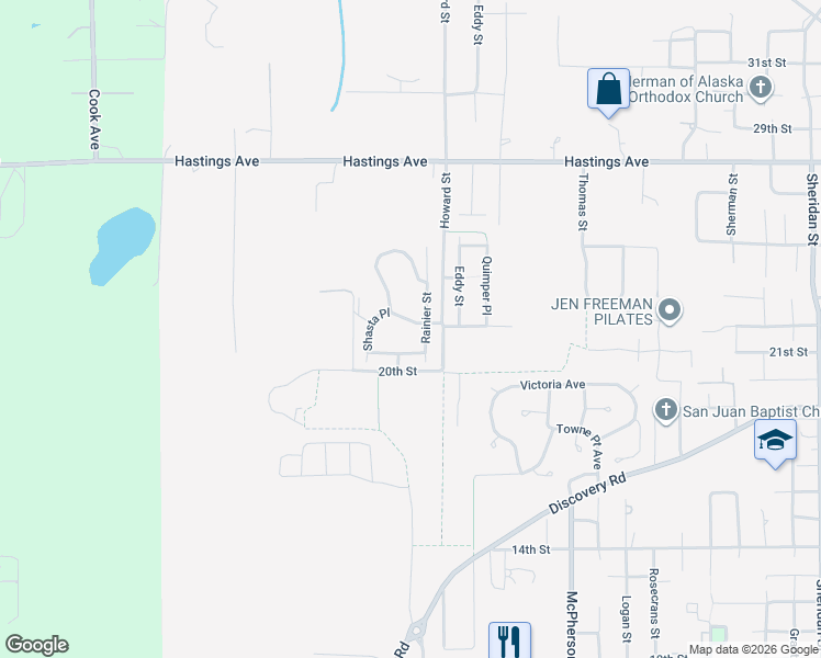 map of restaurants, bars, coffee shops, grocery stores, and more near 2551 Crest Avenue in Port Townsend