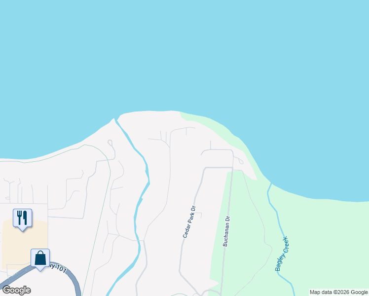 map of restaurants, bars, coffee shops, grocery stores, and more near 163 Island View Road in Port Angeles