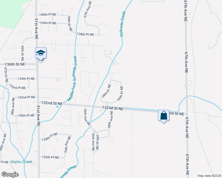 map of restaurants, bars, coffee shops, grocery stores, and more near 13329 58th Drive Northeast in Marysville