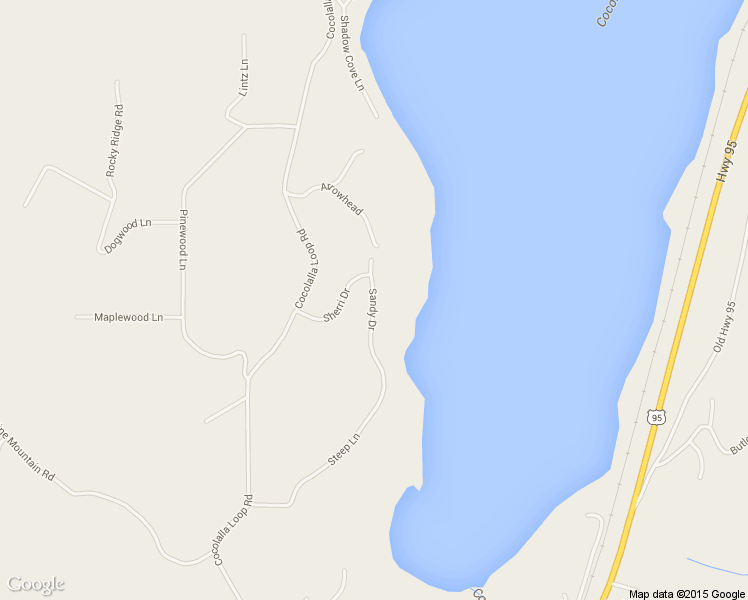 map of restaurants, bars, coffee shops, grocery stores, and more near Sandy Drive in Cocolalla