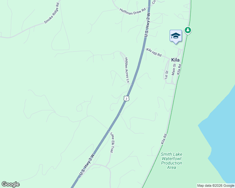 map of restaurants, bars, coffee shops, grocery stores, and more near 4605 U.S. Highway 2 West in Kila