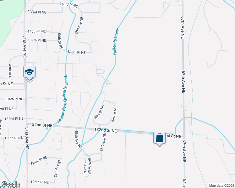 map of restaurants, bars, coffee shops, grocery stores, and more near 6009 134th Place Northeast in Marysville