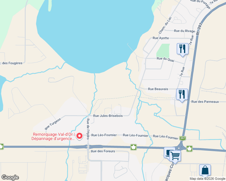 map of restaurants, bars, coffee shops, grocery stores, and more near 224 Rue des Hirondelles in Val-d'Or