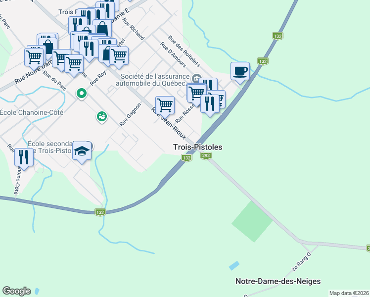 map of restaurants, bars, coffee shops, grocery stores, and more near 688 Rue Jean-Rioux in Trois-Pistoles