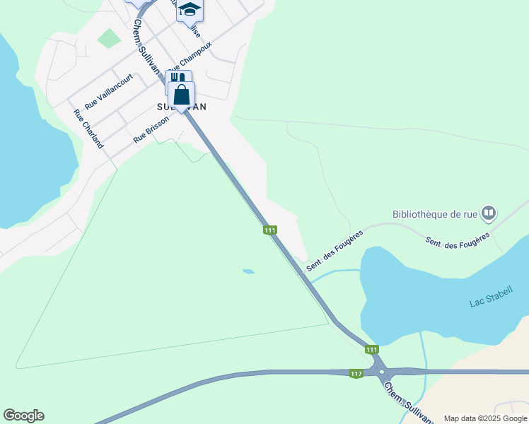 map of restaurants, bars, coffee shops, grocery stores, and more near 2864 Chemin Sullivan in Val-d'Or