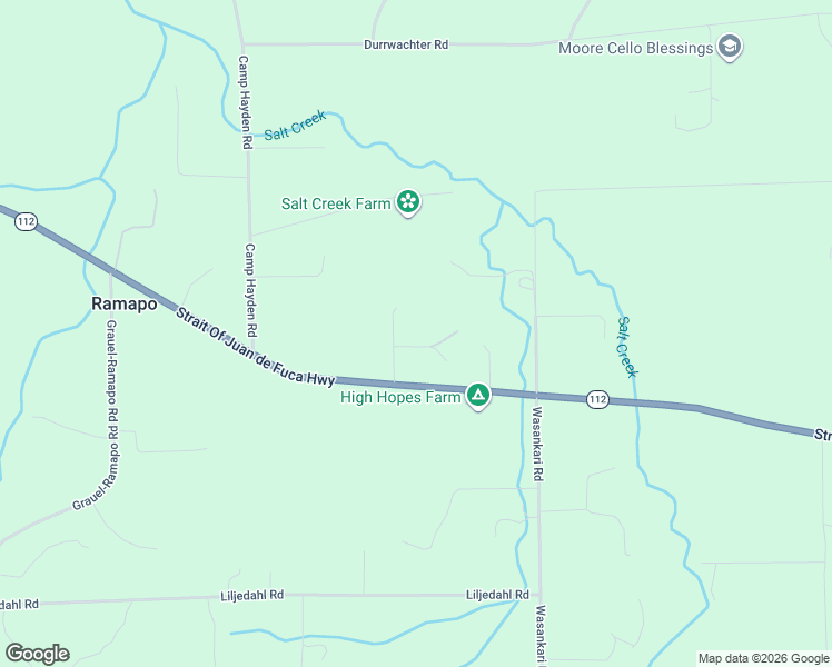 map of restaurants, bars, coffee shops, grocery stores, and more near 62 Johnson Road in Port Angeles